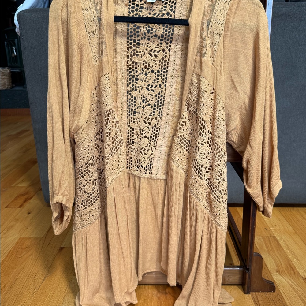 Lovestitch Mustard Crochet Detail Blouse